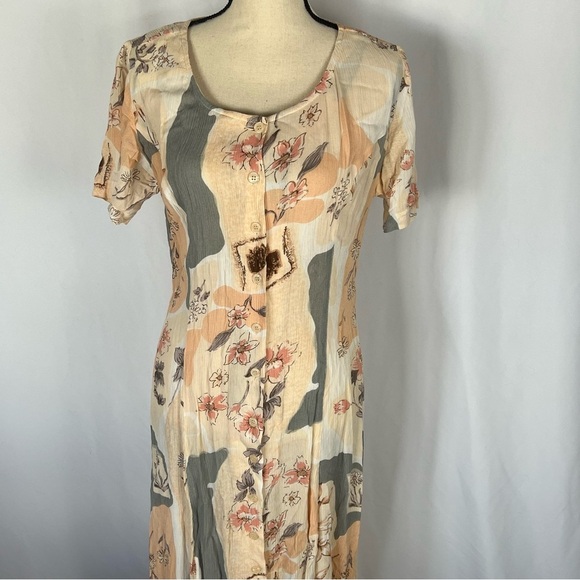 Together Orange Pink Sheath Midi Dress Casual Crew Neck - Picture 4 of 6